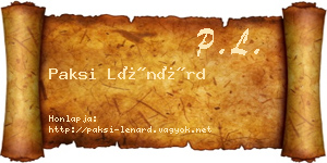 Paksi Lénárd névjegykártya